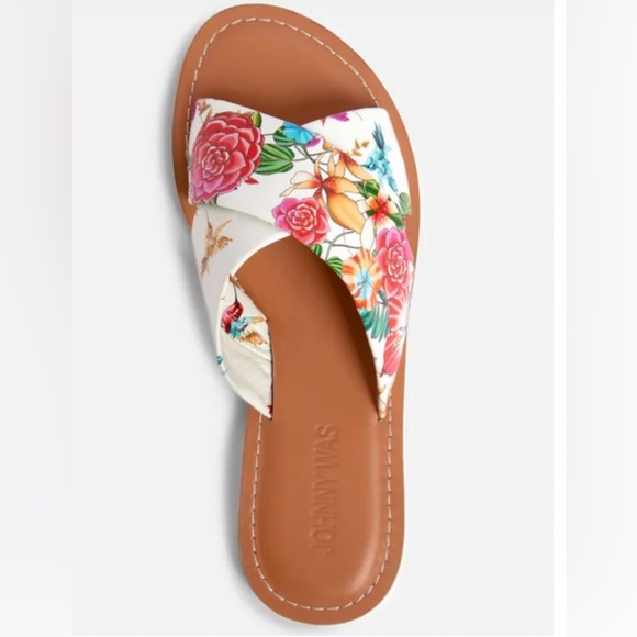 Johnny Was Shoes - New Johnny Was Andra Cross Floral Leather Flat Sandal Slide | Size 7 | NWT